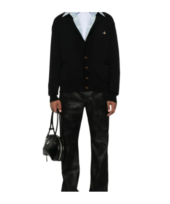 Orb-Embroidered V-Neck Cardigan