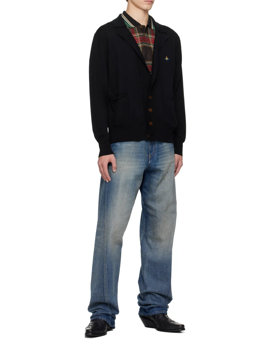 Orb-Embroidered V-Neck Cardigan