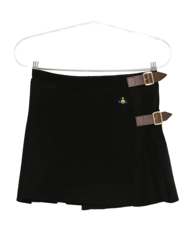 Belted Pleated Mini Skirt