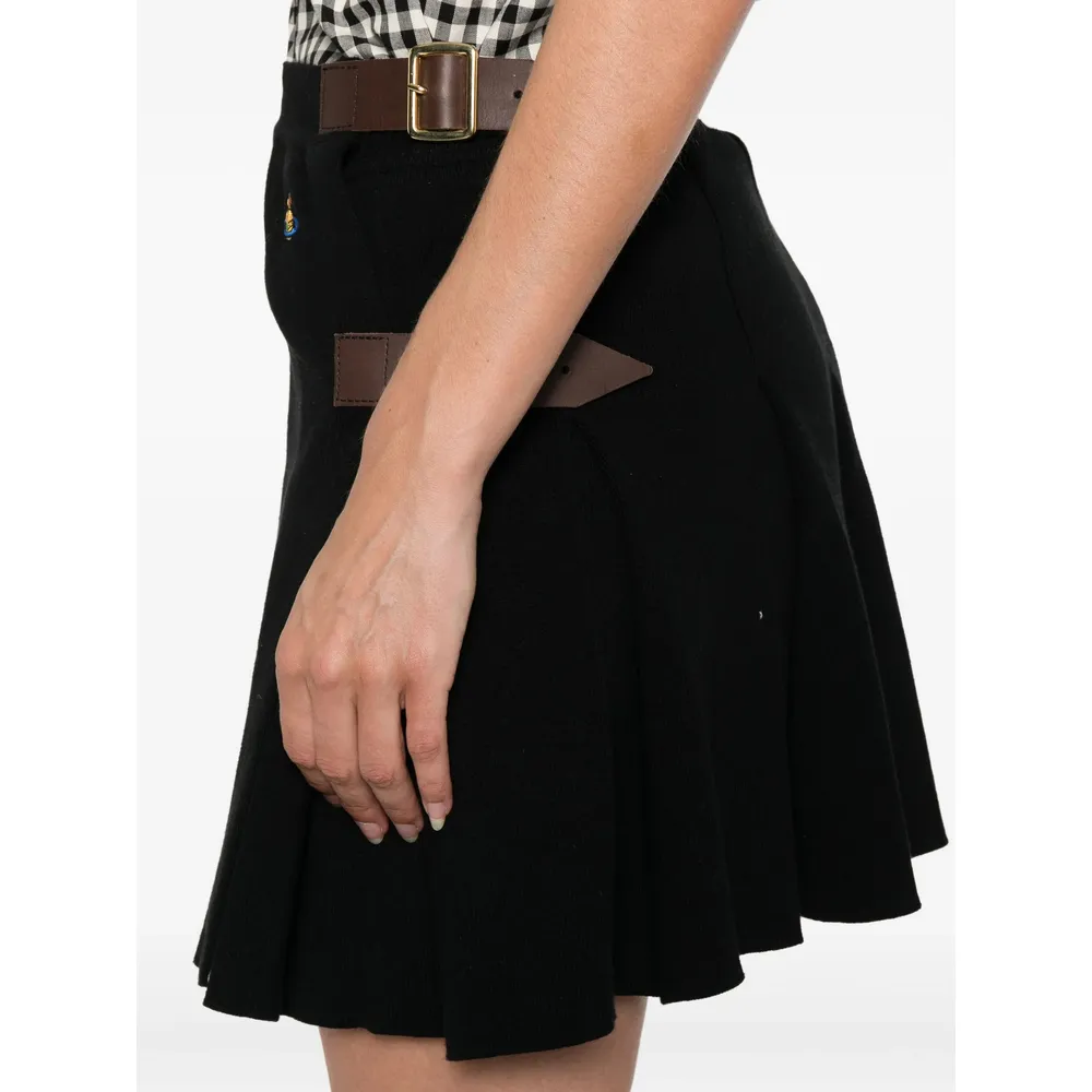 Belted Pleated Mini Skirt