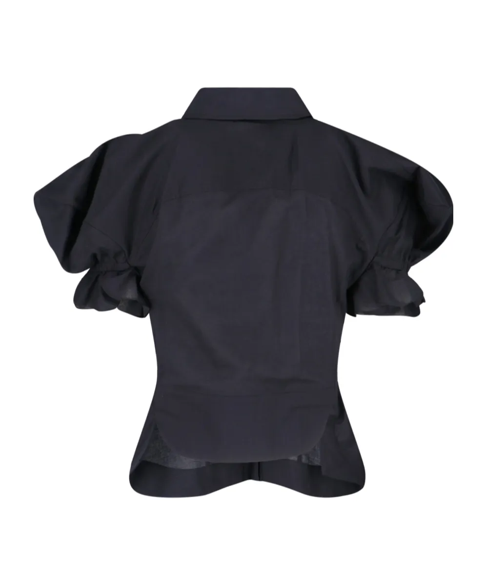 Logo Embroidered Ruffled Top