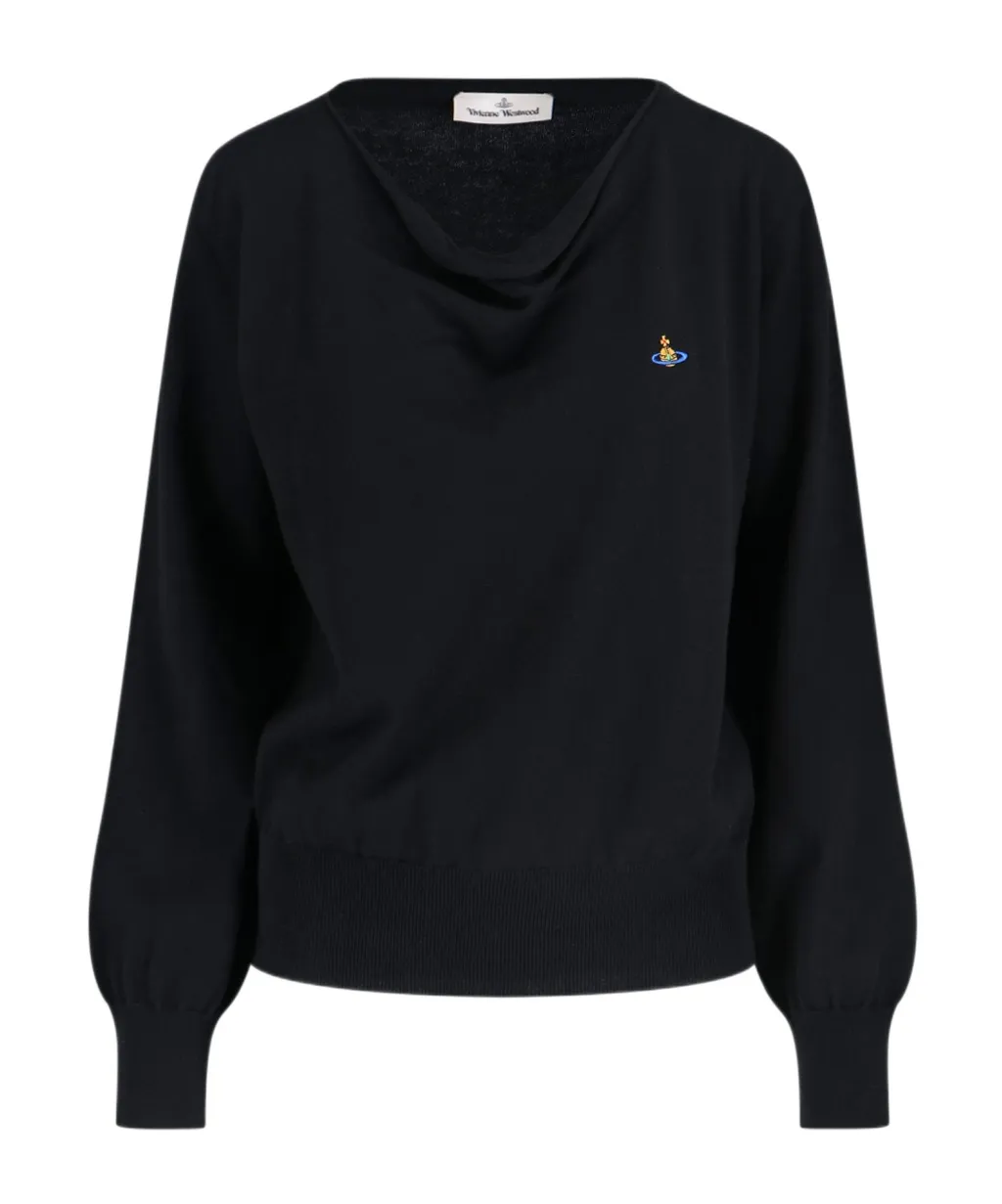 Logo Embroidered Boat Neck Jumper