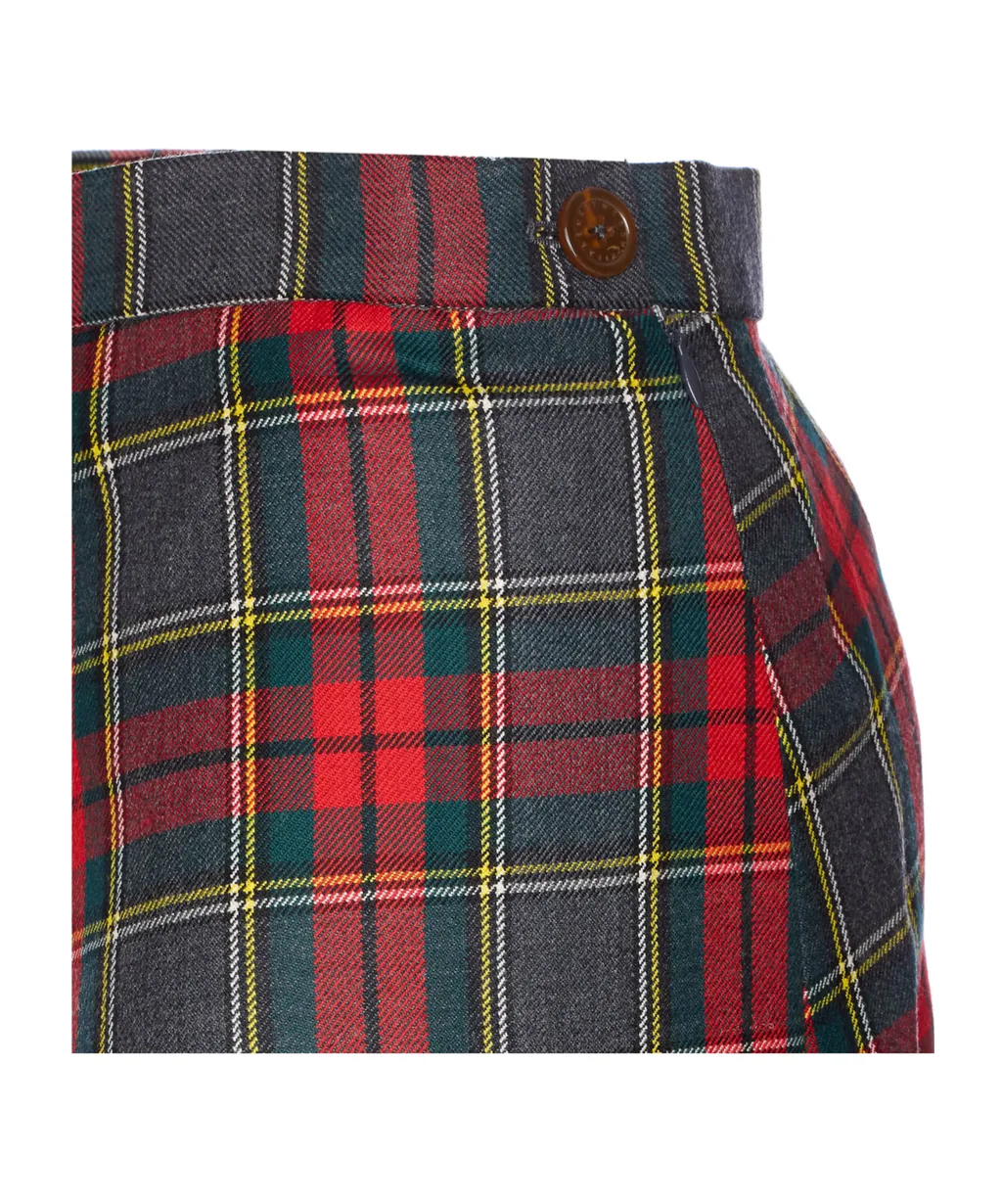 Checked Asymmetric Midi Skirt