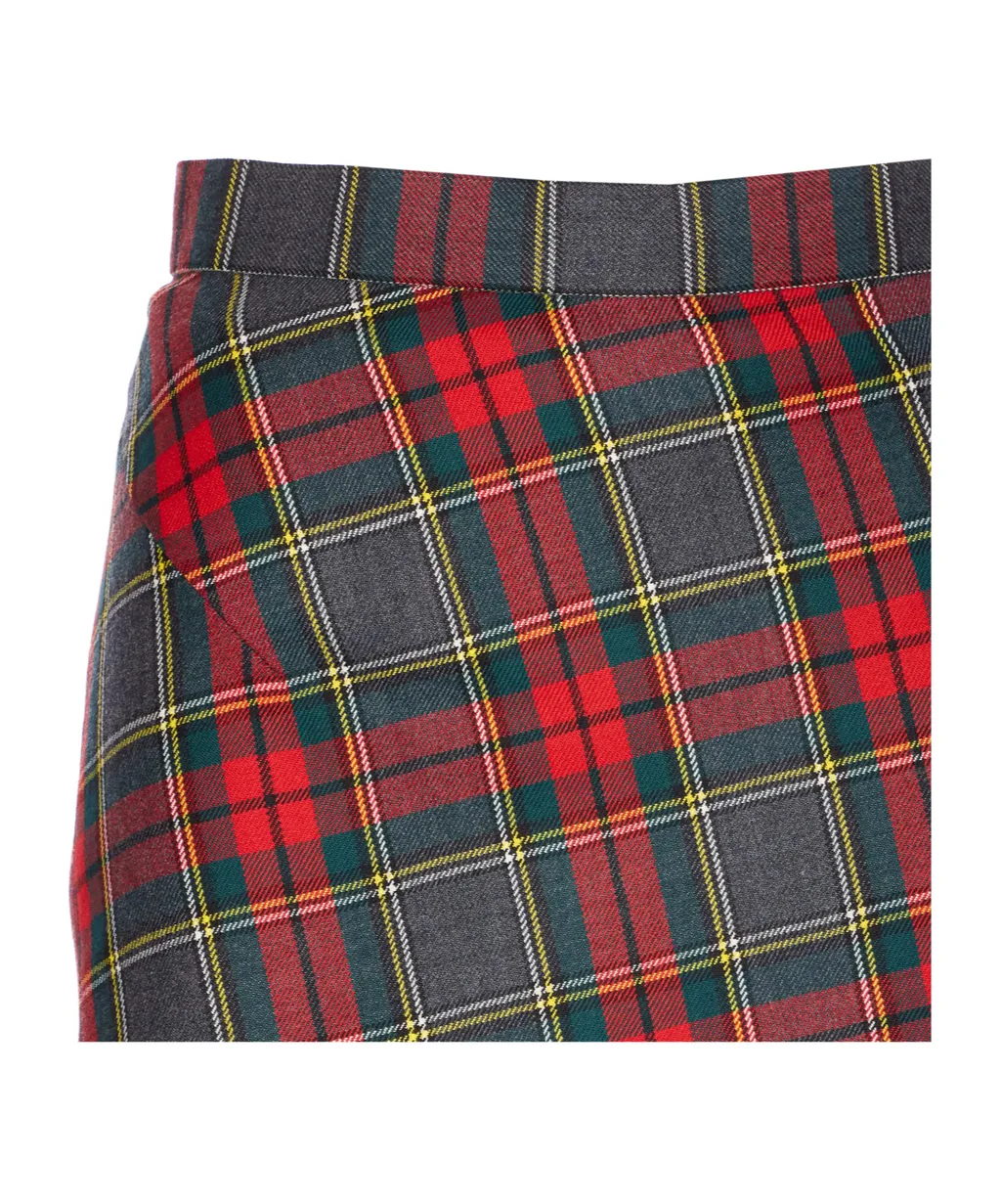 Checked Asymmetric Midi Skirt