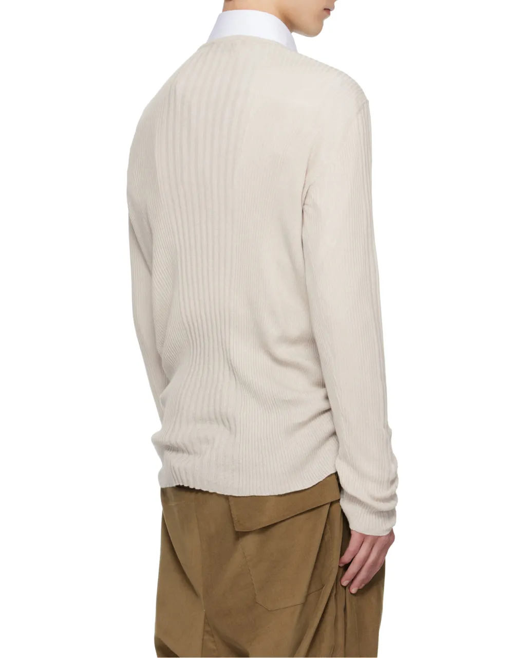 Ribbed Button-Placket Sweater