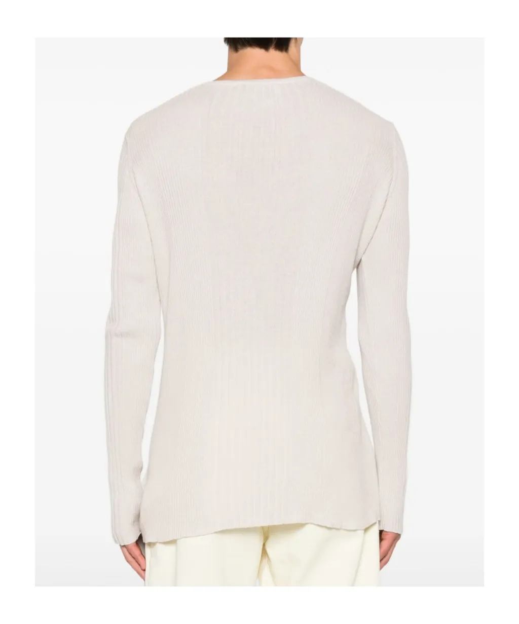 Ribbed Button-Placket Sweater