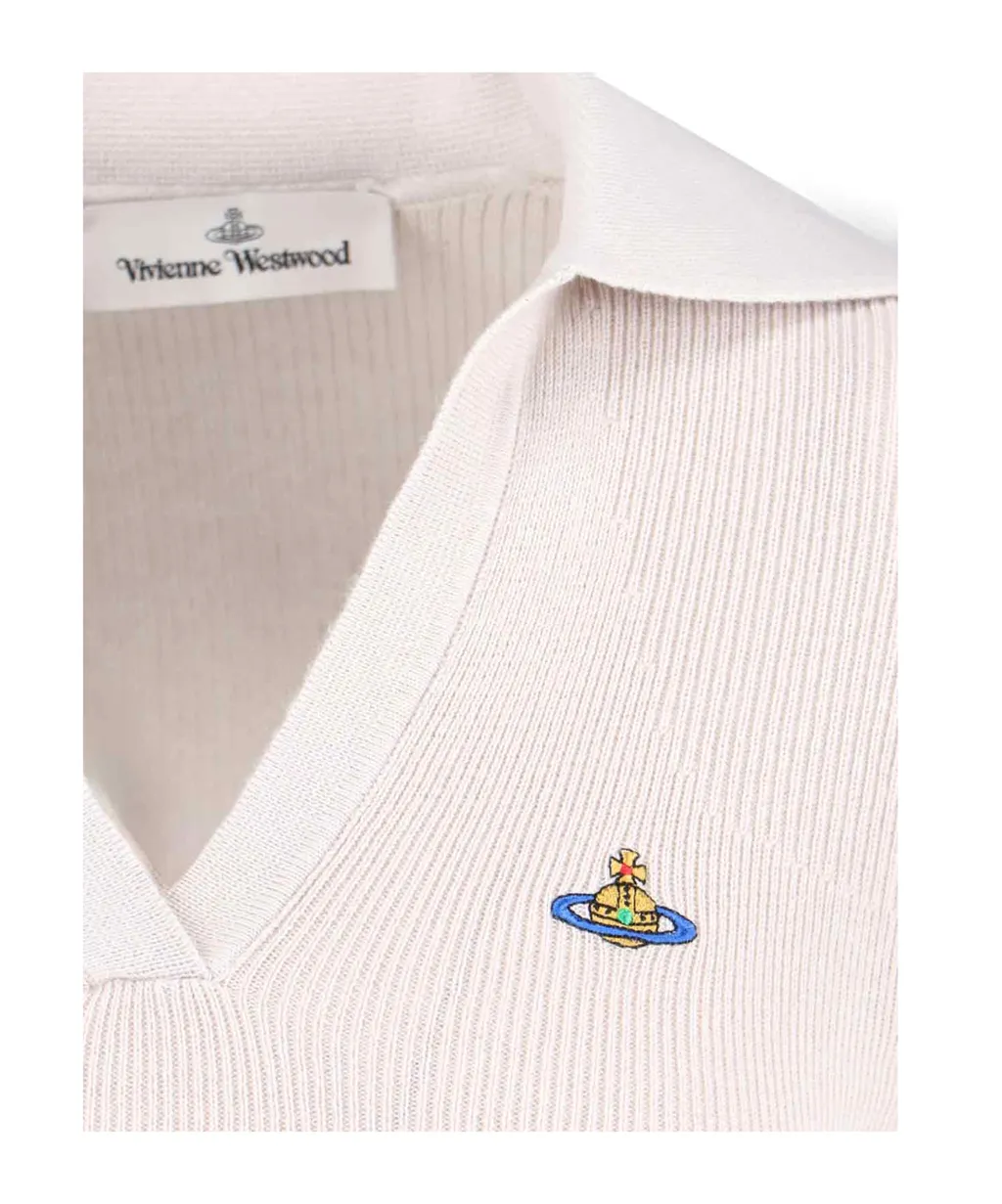 Orb Embroidered Knitted Polo Top