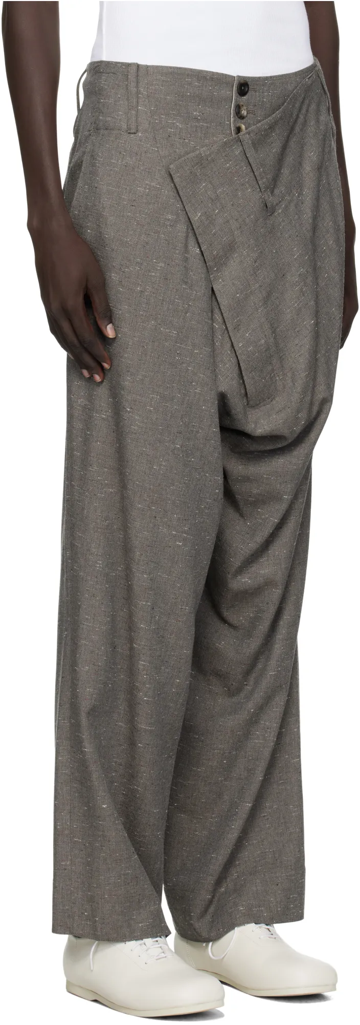 Asymmetric Fastened Straight Leg Trousers