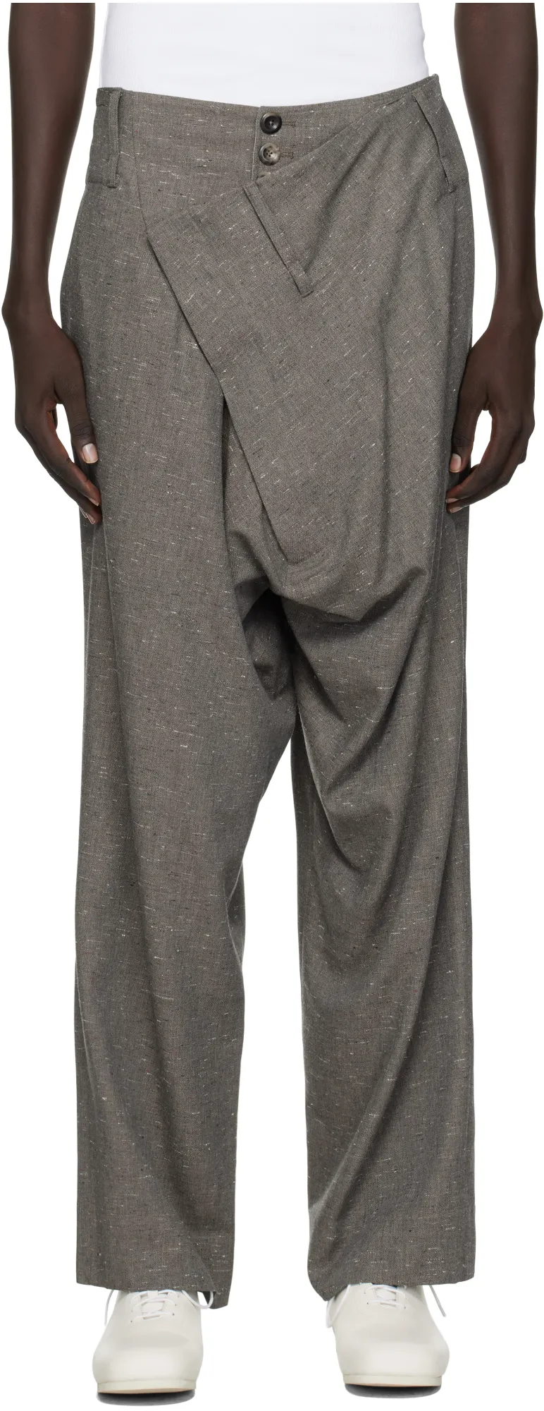 Asymmetric Fastened Straight Leg Trousers