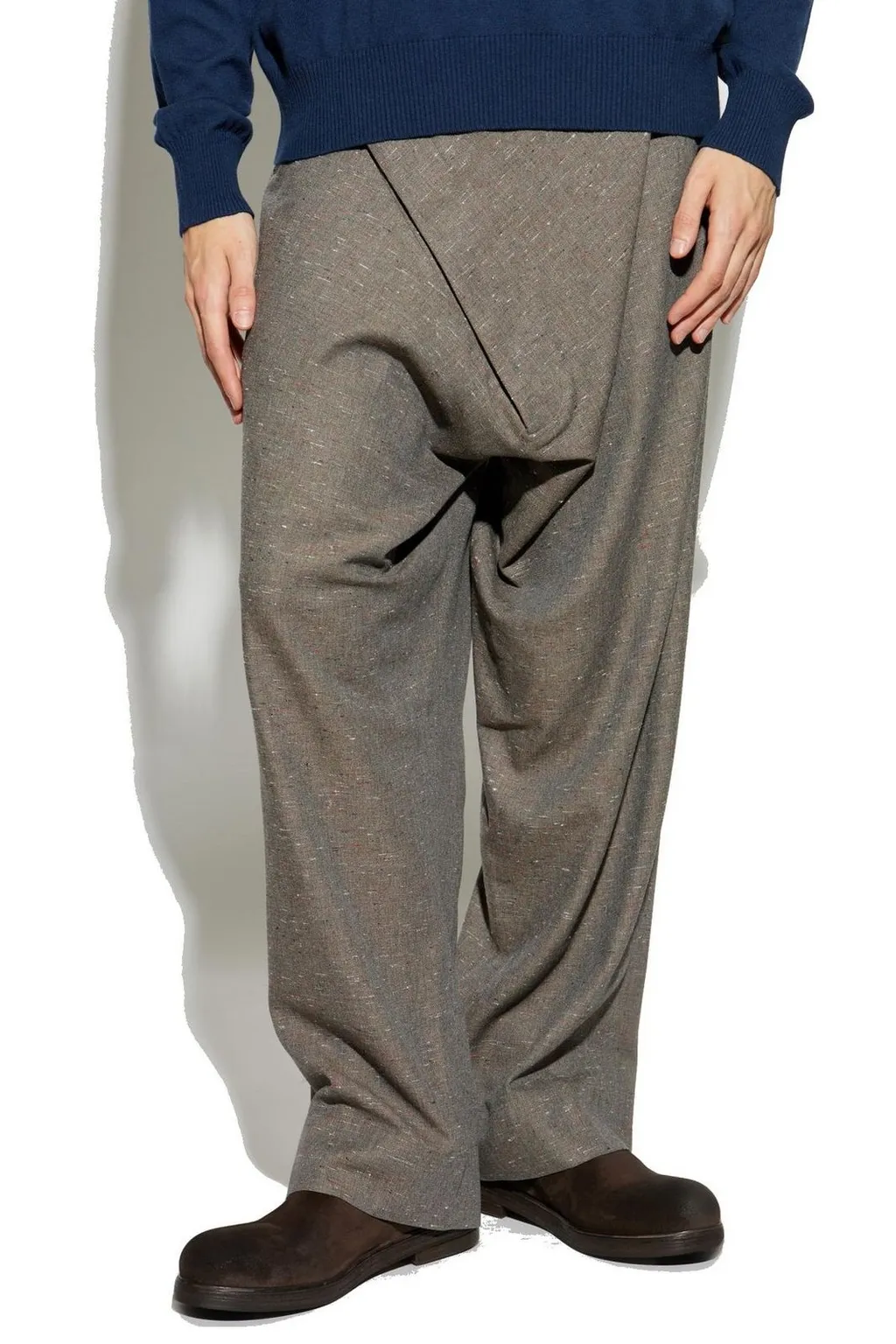 Asymmetric Fastened Straight Leg Trousers