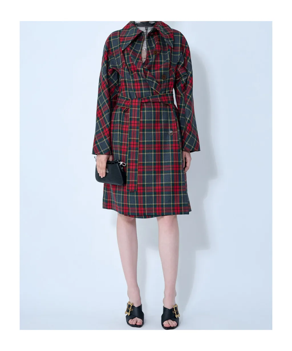 Checked Belted Coat