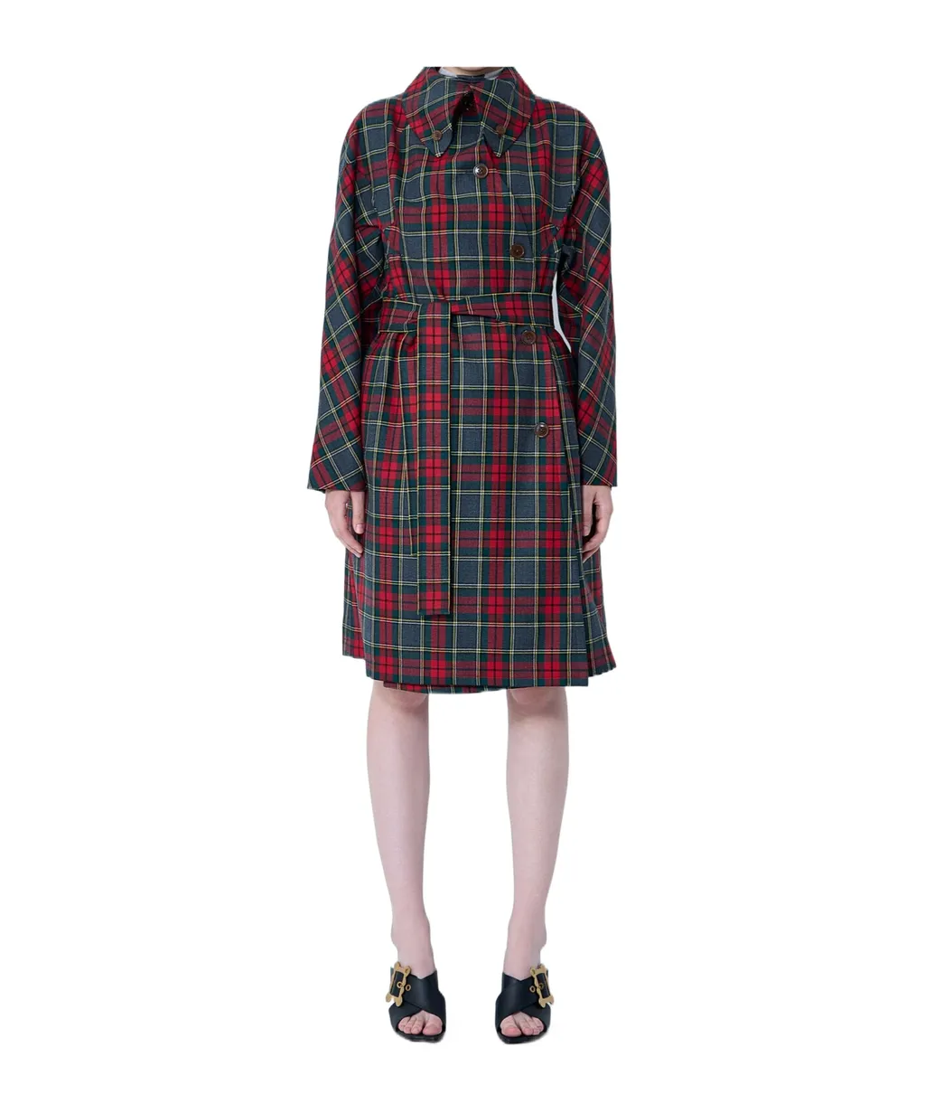 Checked Belted Coat