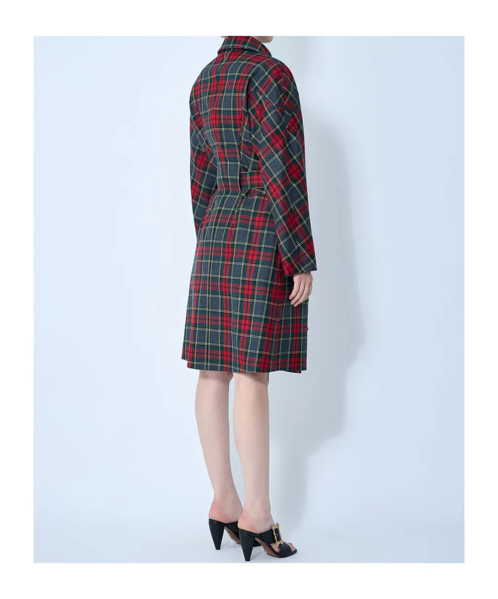 Checked Belted Coat