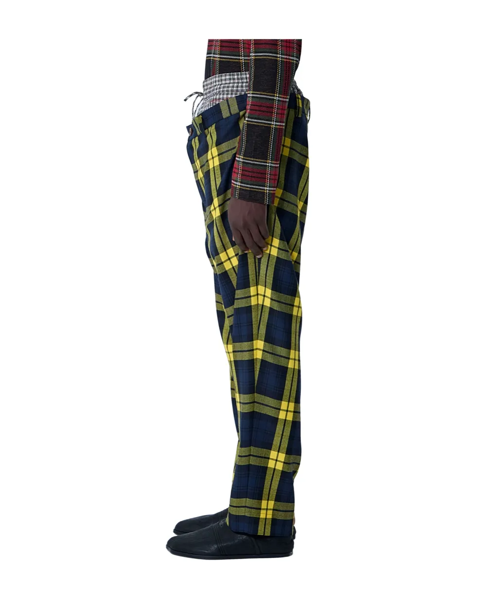 Double Waist Checked Trousers