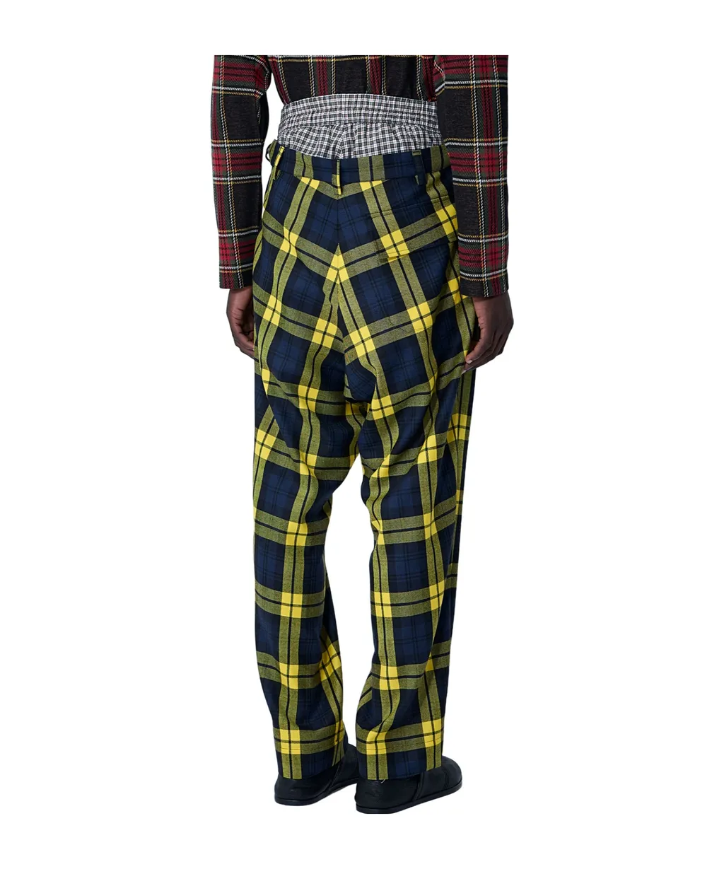 Double Waist Checked Trousers
