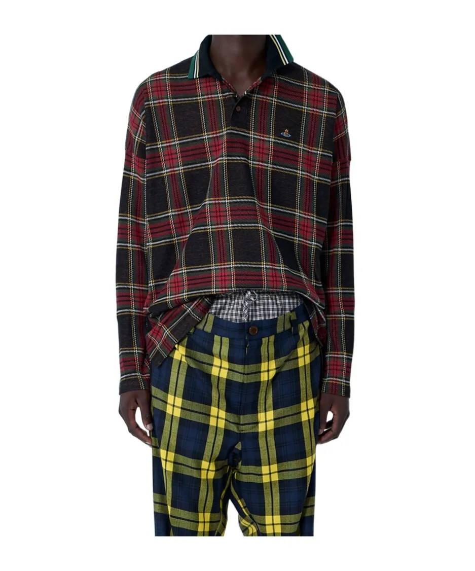 Logo Embroidered Checked Polo Shirt
