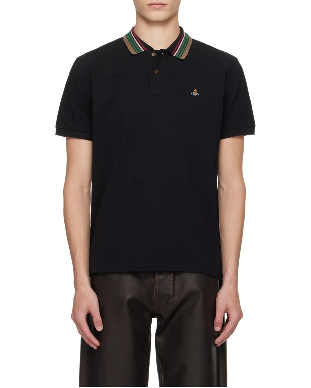 Short Sleeved Orb-Embroidered Polo Shirt