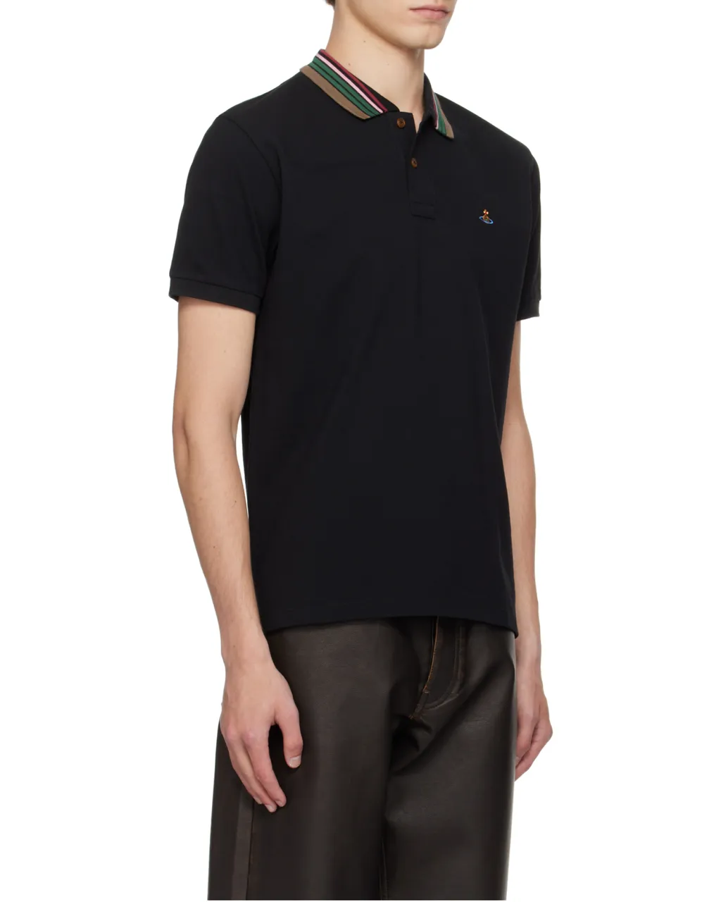 Short Sleeved Orb-Embroidered Polo Shirt