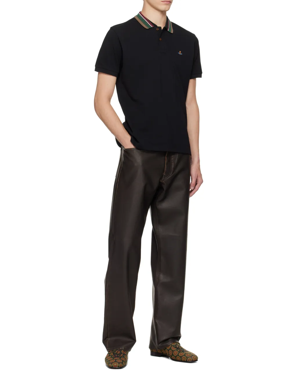 Short Sleeved Orb-Embroidered Polo Shirt