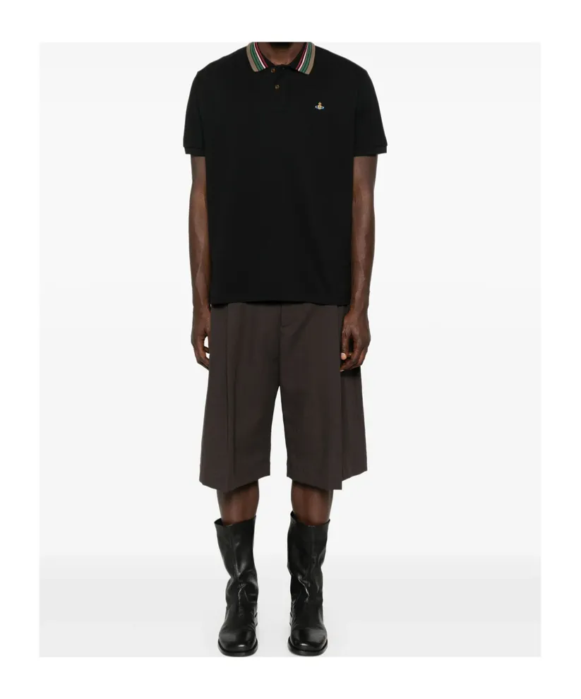 Short Sleeved Orb-Embroidered Polo Shirt