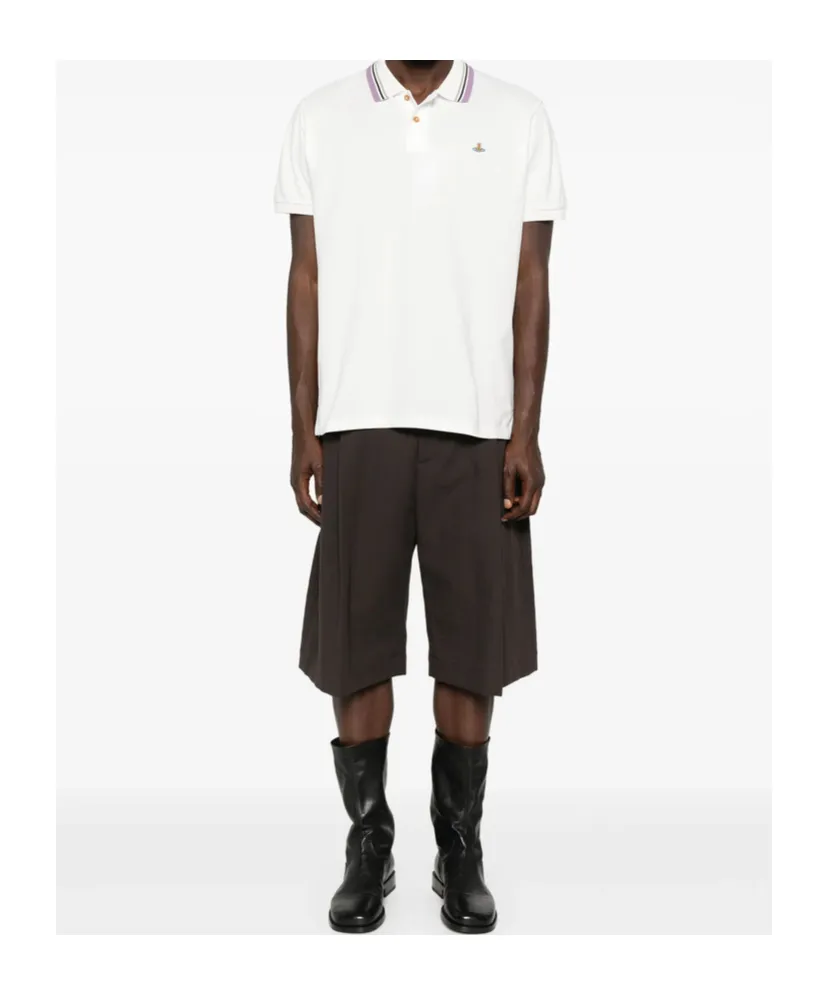 Short Sleeved Orb-Embroidered Polo Shirt