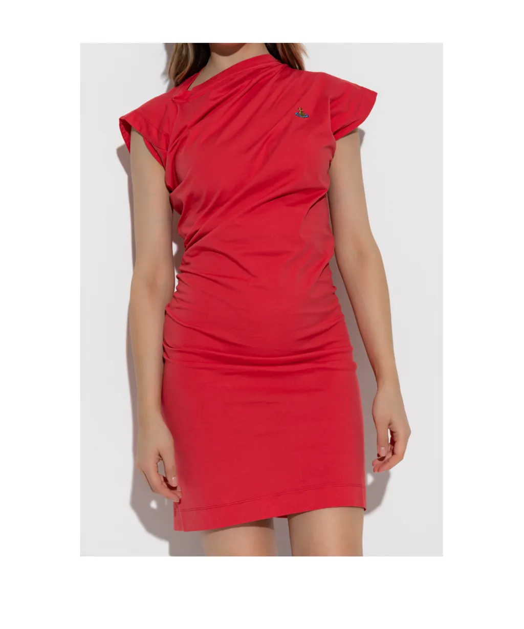 Orb-Embroidered Asymmetric Mini Dress