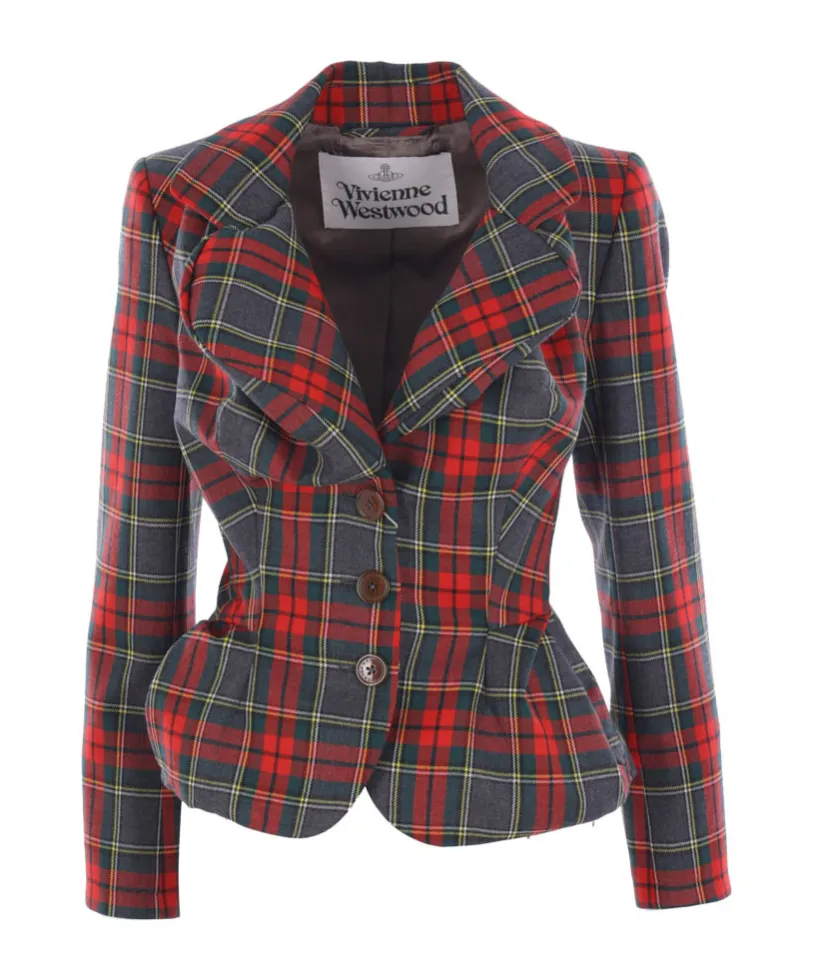 Single-Breasted Checkd Jacket