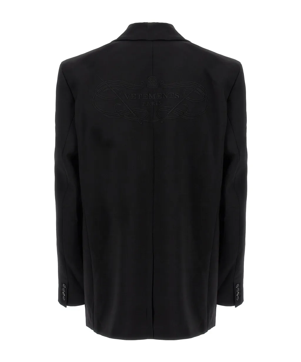 Logo Embroidered Single-Breasted Blazer