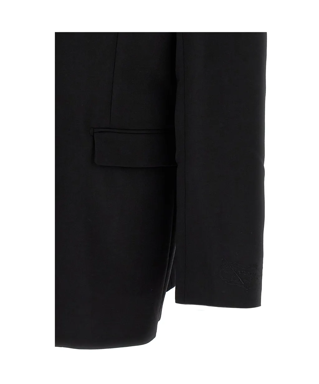 Logo Embroidered Single-Breasted Blazer