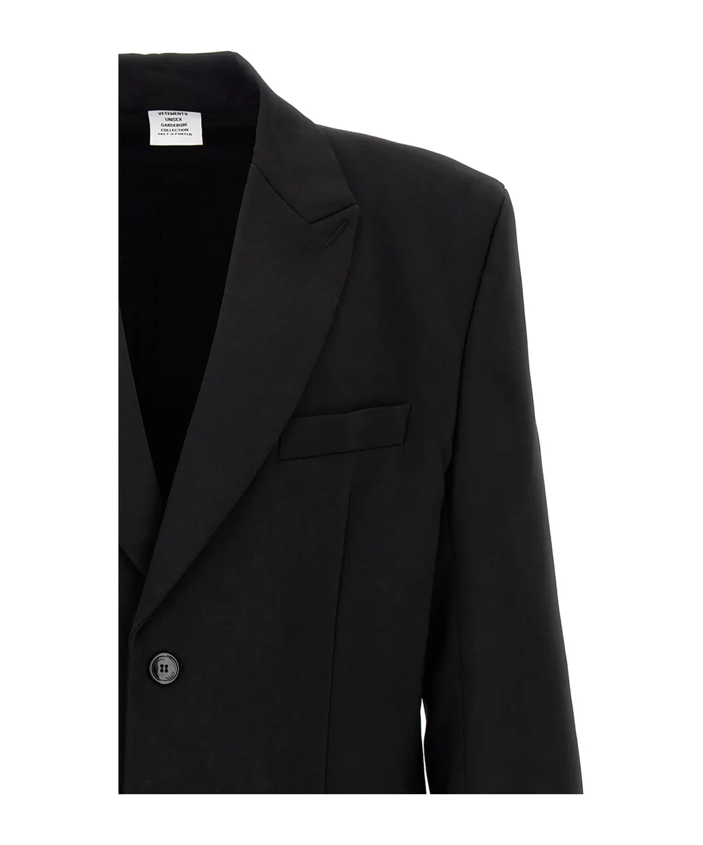 Logo Embroidered Single-Breasted Blazer