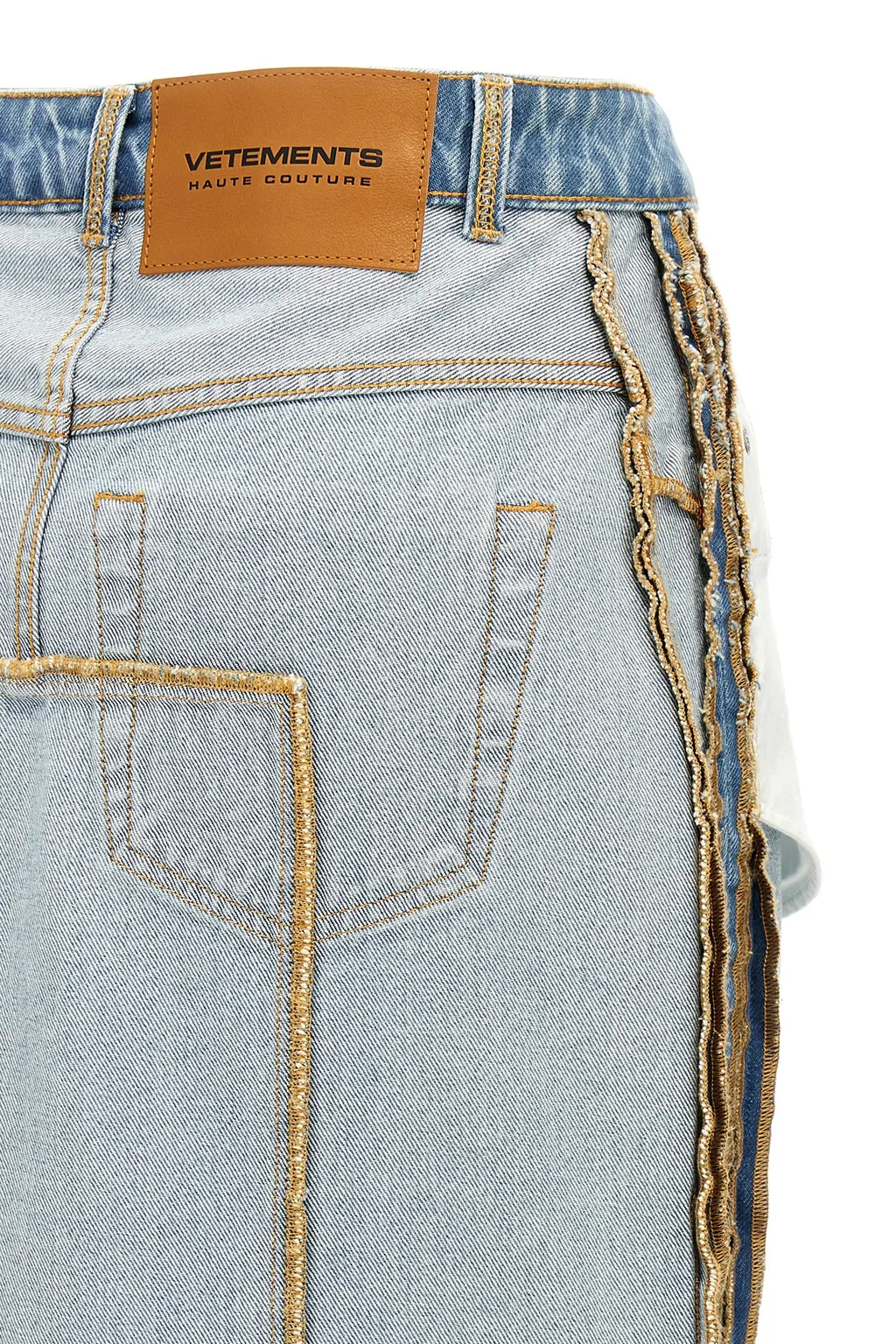 Inside-Out Denim Midi Skirt