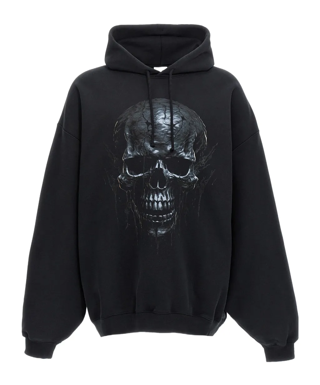 Skull Printed Oversized Hoodie