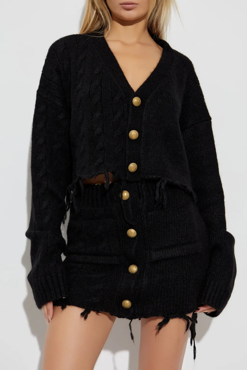 Button-Up Distressed Cardigan