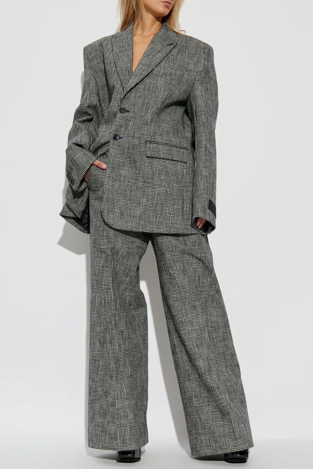 Checked Wide-Leg Trousers