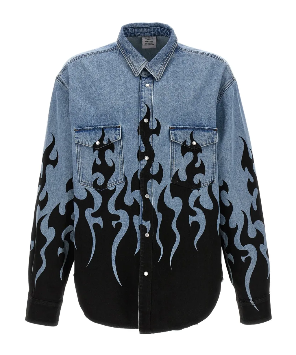 Fire Printed Denim Jacket