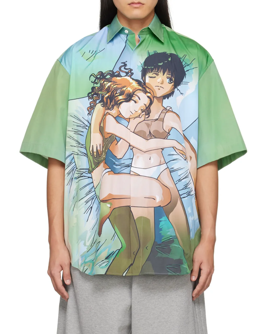 Anime-Print Cotton Shirt