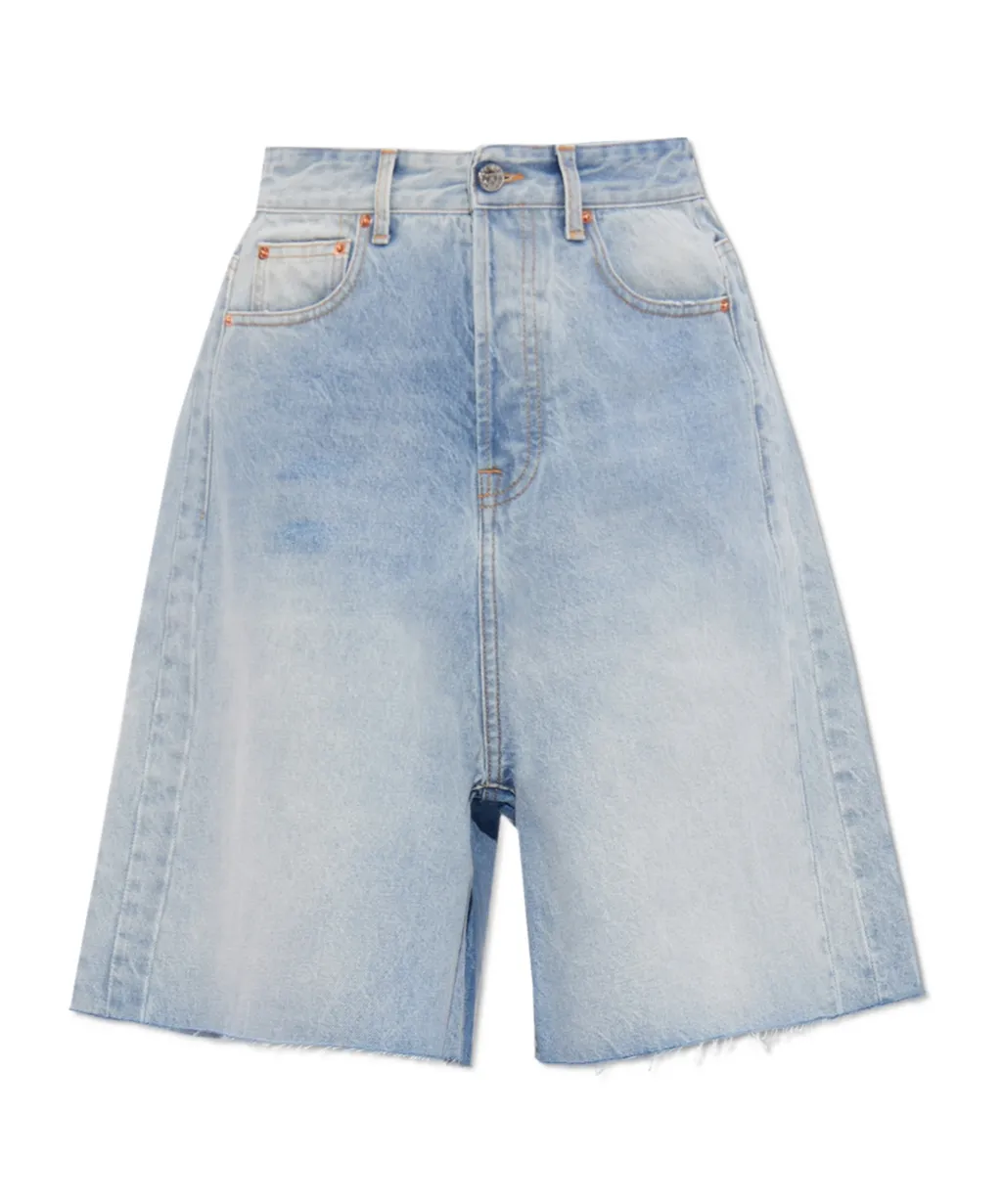 Wide-Leg Denim Shorts