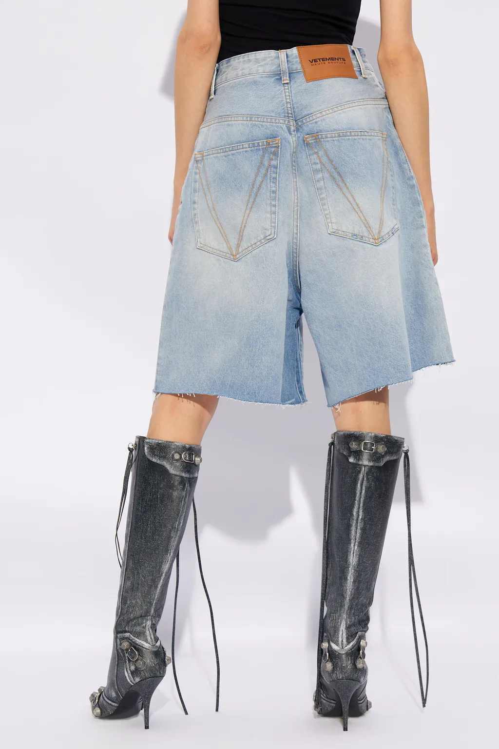 Wide-Leg Denim Shorts