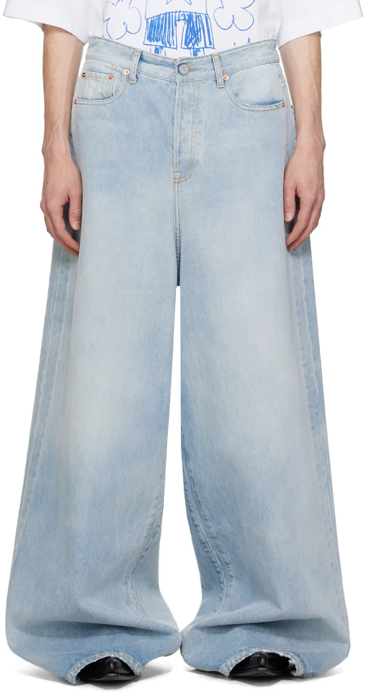Wide-Leg Destroyed Jeans