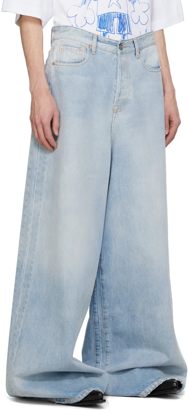 Wide-Leg Destroyed Jeans
