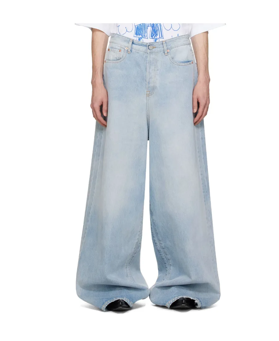 Wide-Leg Destroyed Jeans