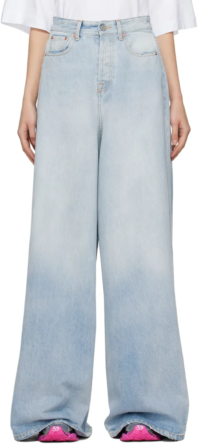 Wide-Leg Destroyed Jeans