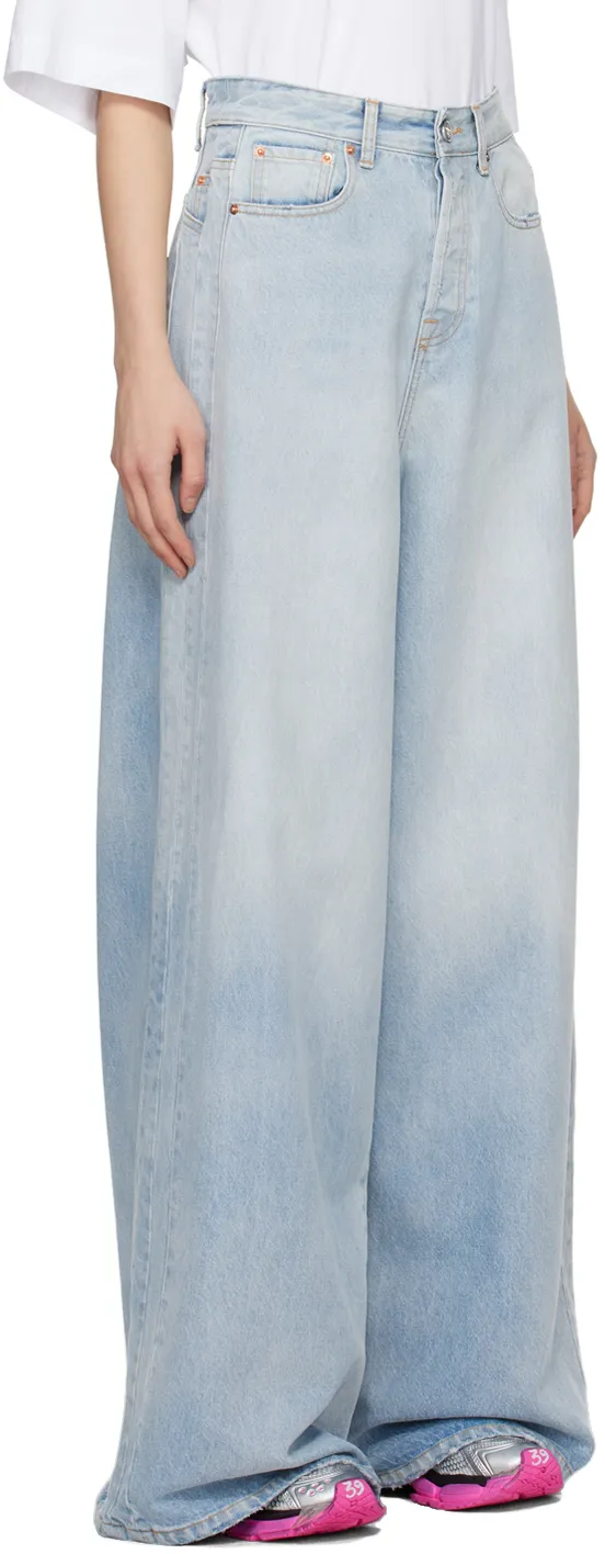 Wide-Leg Destroyed Jeans