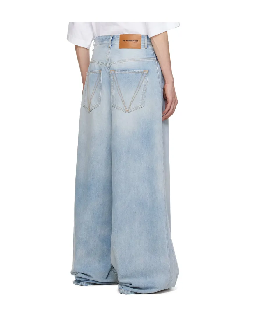 Wide-Leg Destroyed Jeans
