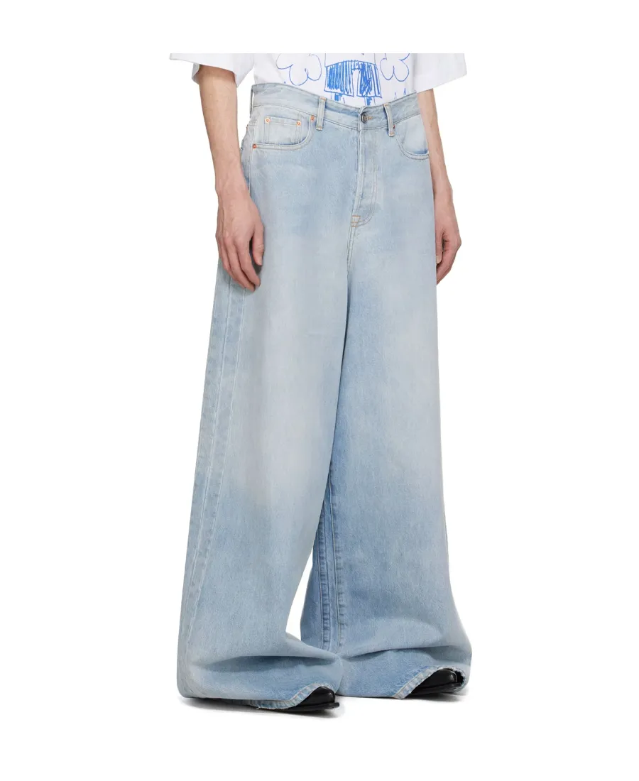 Wide-Leg Destroyed Jeans