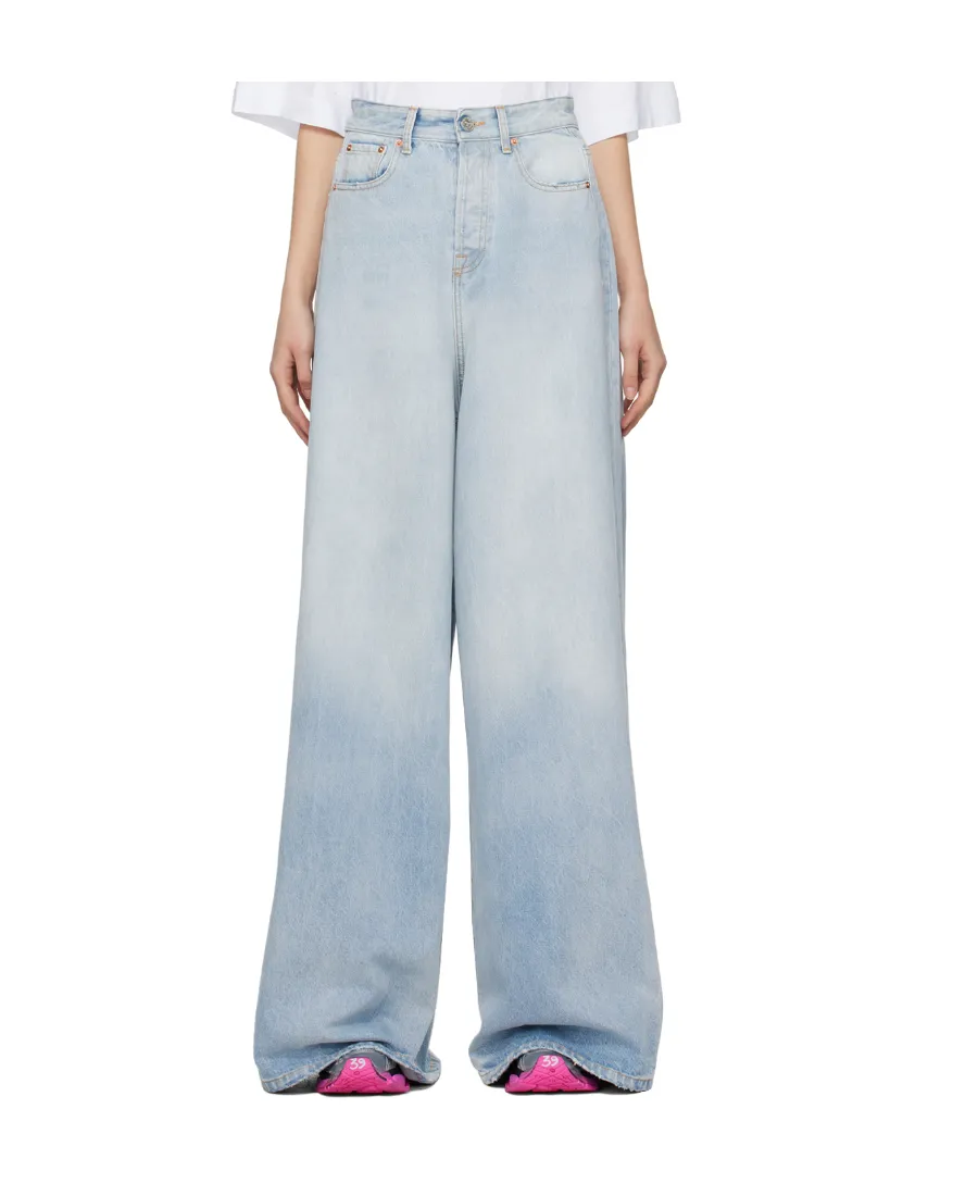 Wide-Leg Destroyed Jeans