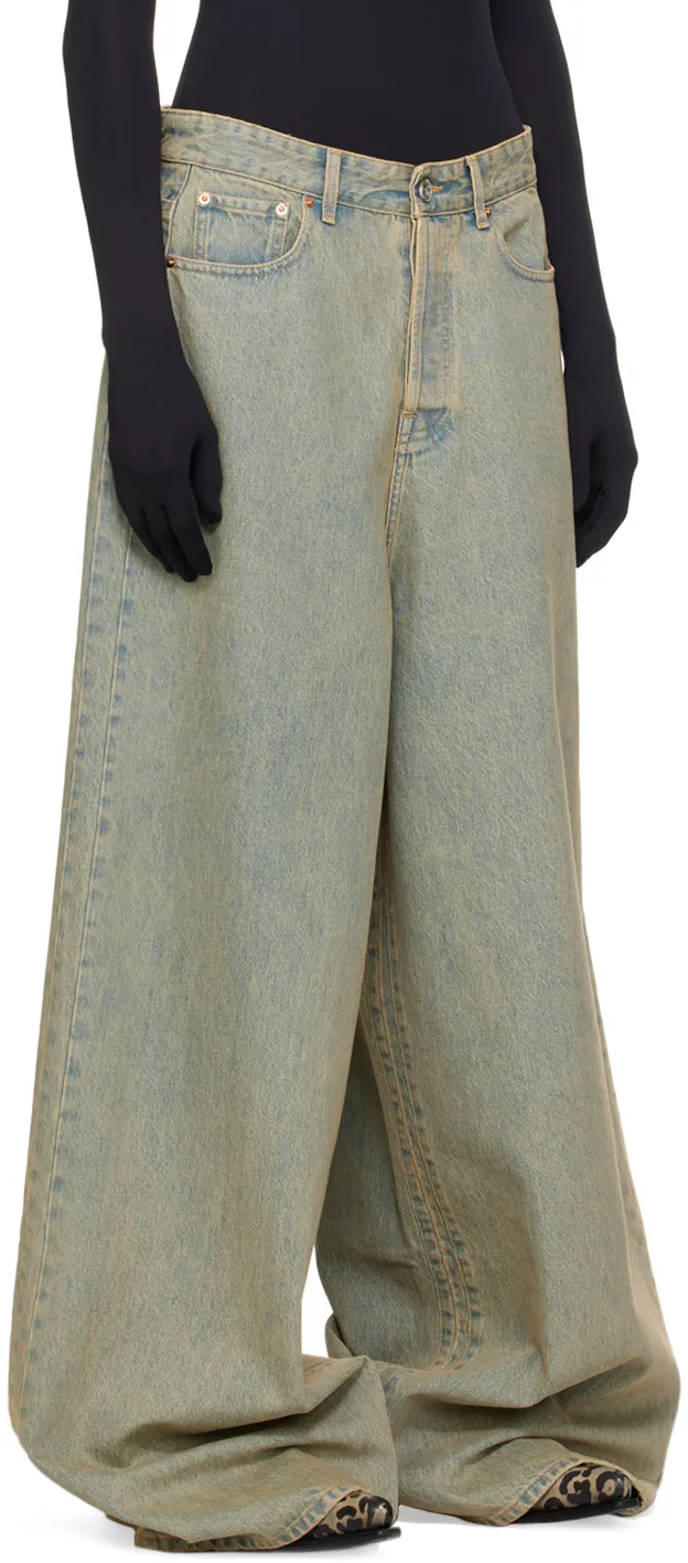 Faded Wide-Leg Jeans