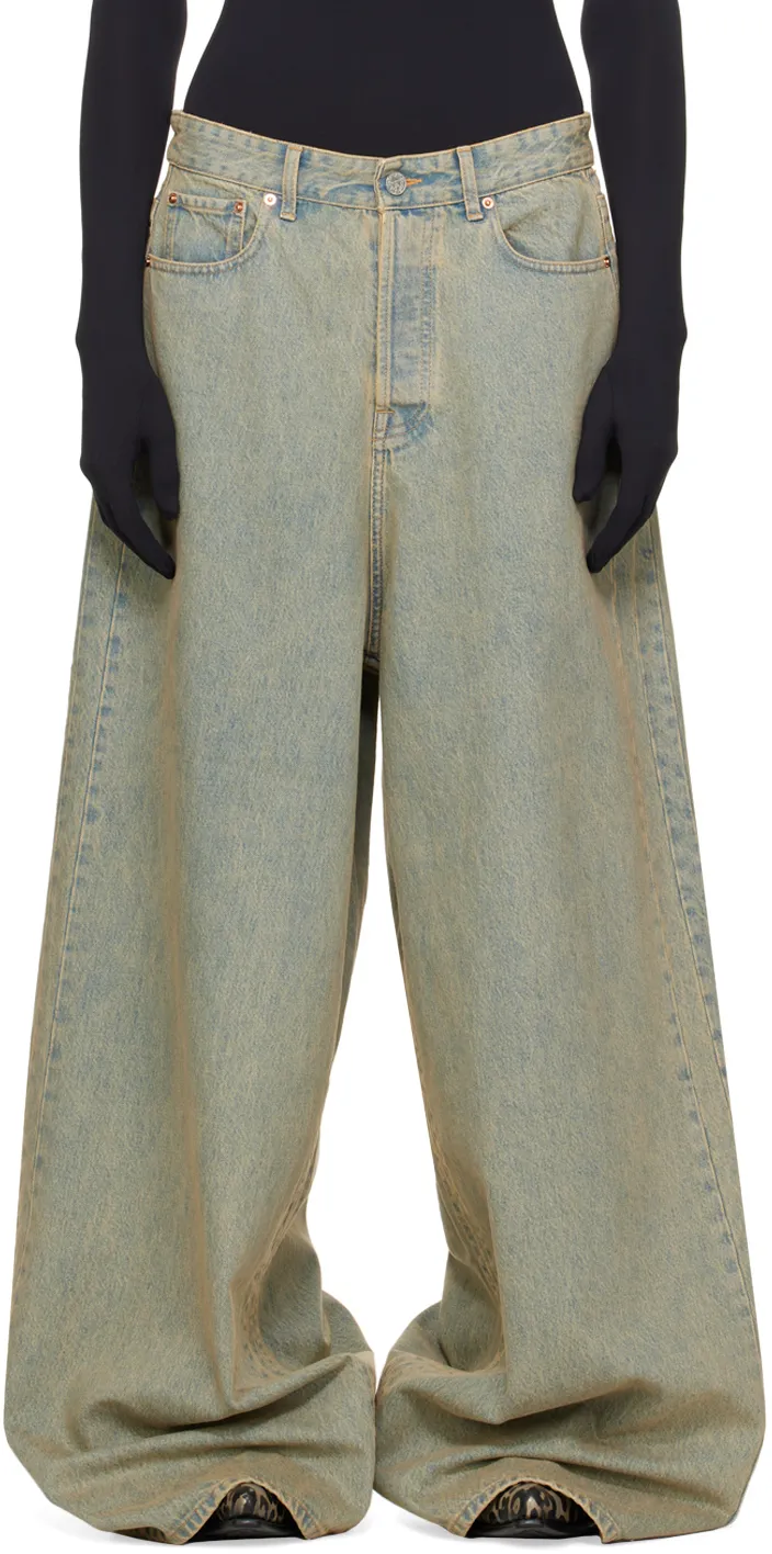 Faded Wide-Leg Jeans