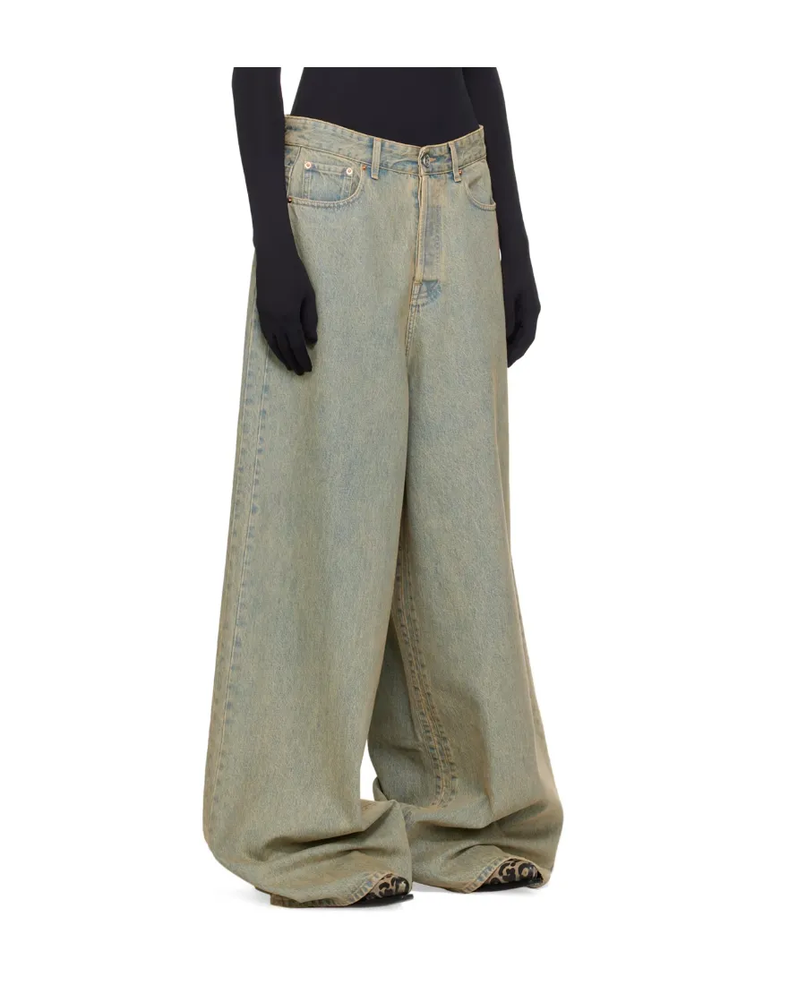 Faded Wide-Leg Jeans