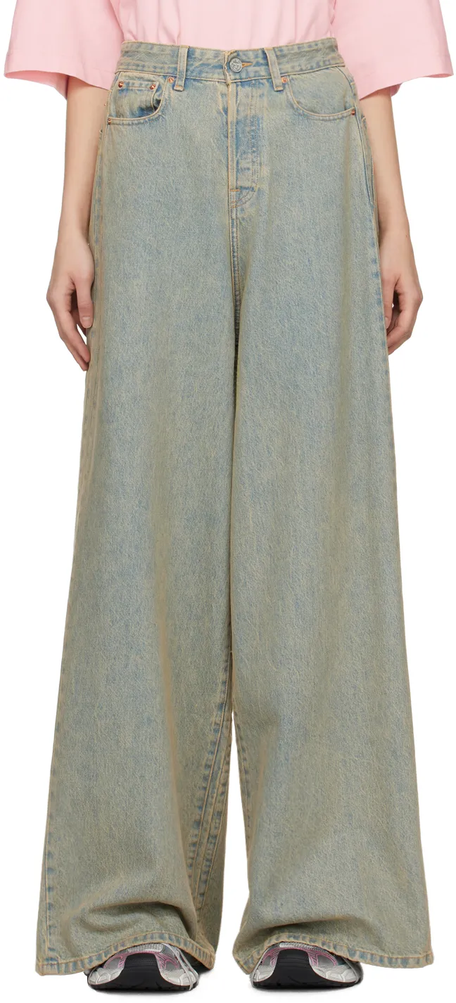 Faded Wide-Leg Jeans